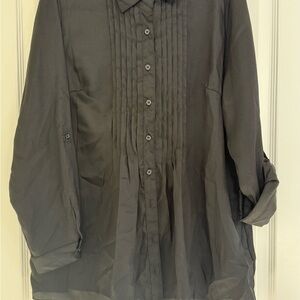 White Stag Black Blouse with Pleated Design and Relaxed Fit